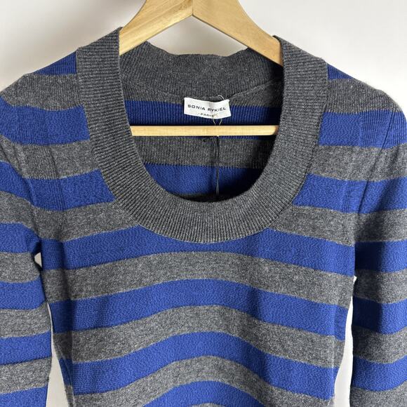 NWT Sonia Rykiel Stripe U-Neck Wool Blend Sweater Women’s Size M - Picture 3 of 8